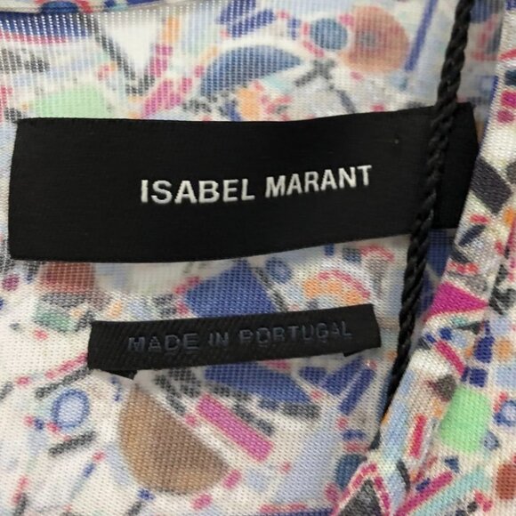 Isabel Marant NWT Ghita Printed Multi drape jersey mini dress puff shoulders 40 - Picture 6 of 16